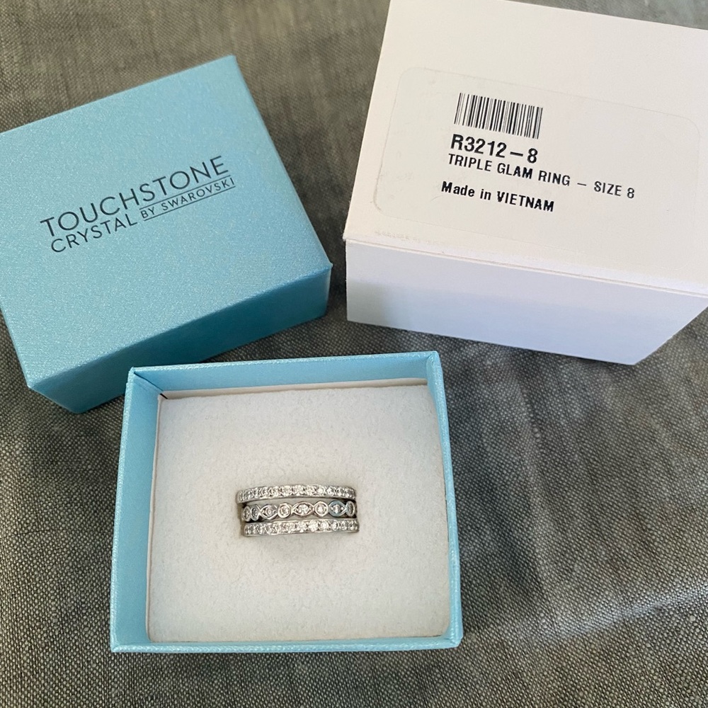 Touchstone Crystal by Swarovski Triple Glam Ring